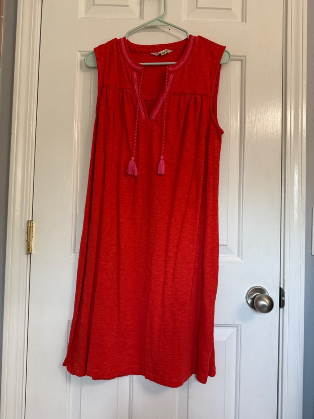 Boden Red Sleeveless Tassel Tie Sundress